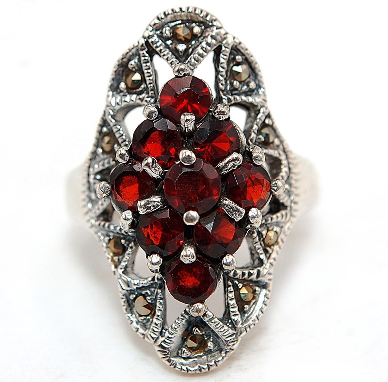 1CT Fire Garnet 925 Solid Sterling Silver Ring Jewelry Sz 9 NF1-1