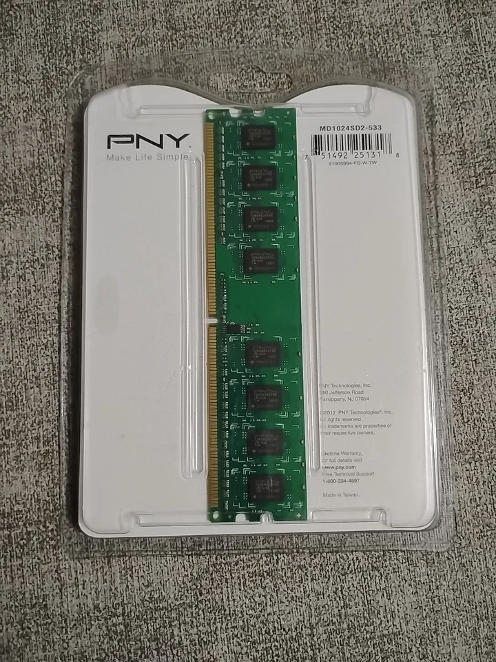 PNY 1GB PC2-4200 DDR2 RAM memory module, brand new - Image 3 of 3