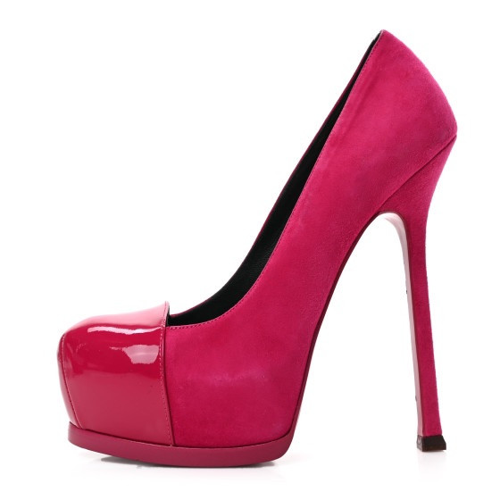 $995 YVES SAINT LAURENT DÉCOLLETÉ PLATFORM TRIBTOO 105 PELLE SCAMOSCIATA ROSA 39 5 9