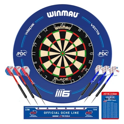 Darts Komplettset Dartboard Surround Set Winmau PDC 5310 Blade 6 inkl Steeldarts