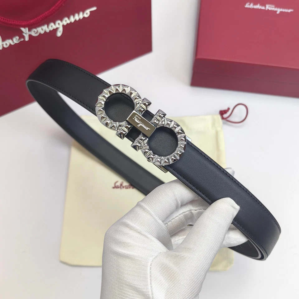 Ferragamo Cinturón Mujer 2.5cm/0.98in Auténtico Gancini Negro Foto 4 de 4
