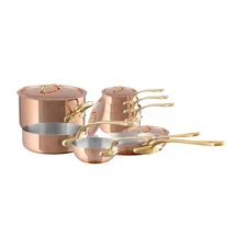 Mauviel M'Heritage M'200 B 12-Piece Copper Cookware Set With Brass Handles