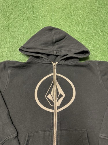 Vintage Y2K Volcom Full Zip Hoodie Kids Large Black Skate Logo Grunge Surf VTG - Picture 2 of 12