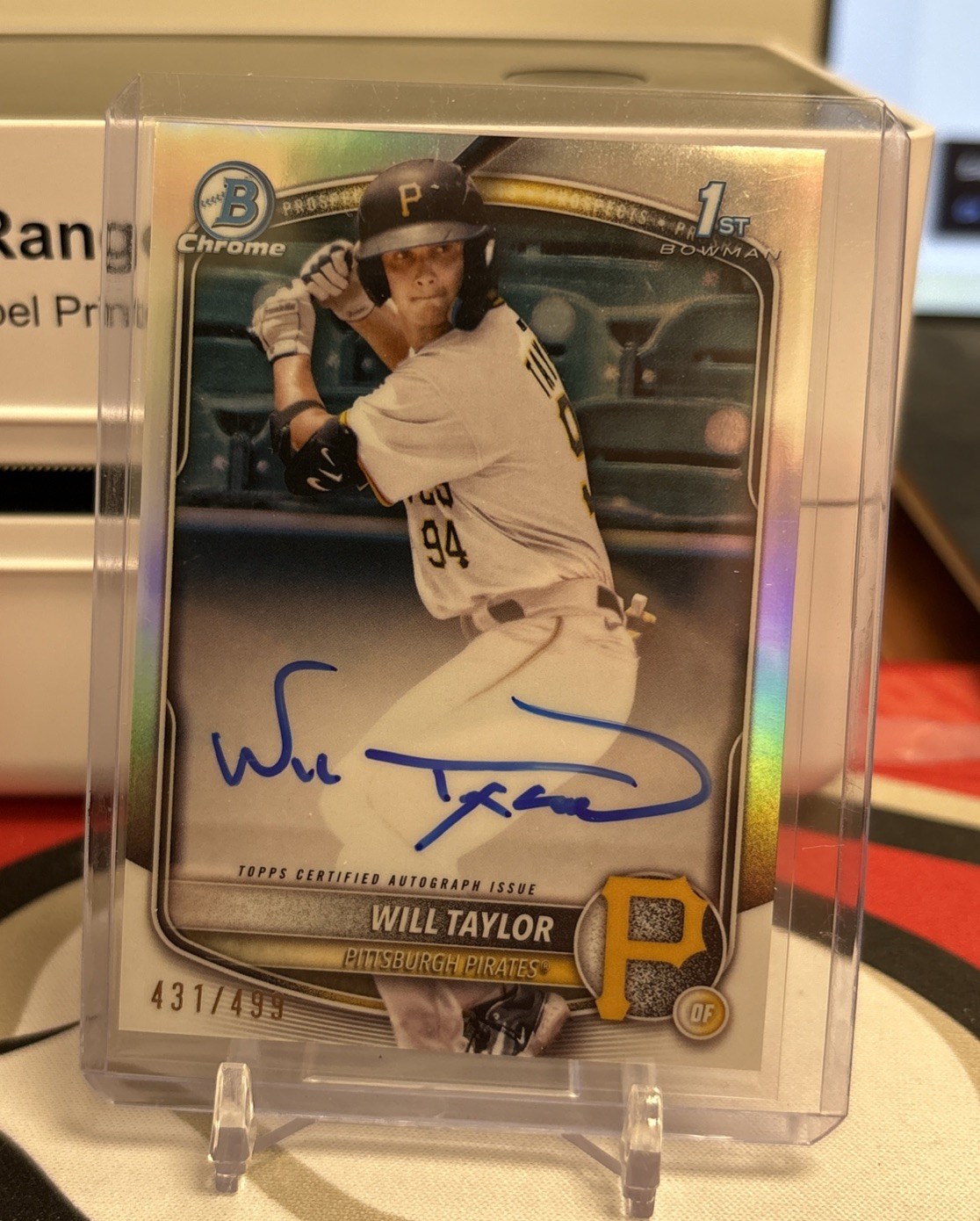 2025 Bowman Chrome Will Taylor 1st Refractor Auto /499 Pirates