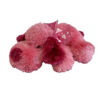 Pink Puppy Dog Plush Stuffed Animal with Heart Bow Valentine's Gift Toy