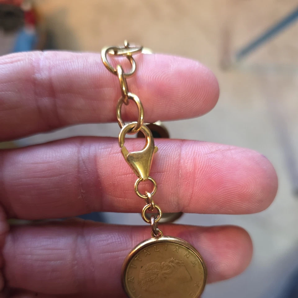 BELLEZA LIRA Moneda Turquesa Bronce 7 Estaciones Pulsera Hermosa Navidad Pronto Foto 2 de 3