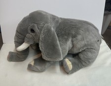 FAO Schwarz Plush Elephant Stuffed Animal 21" long 13" tall Grey 2018 Excellent