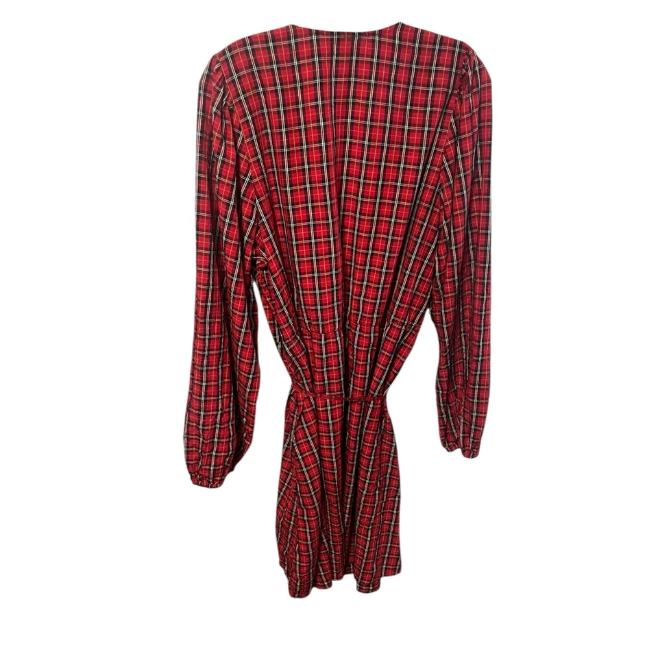Old Navy long sleeve Wrap mini dress small modal plaid print woman XL Tall - Image 4 of 4