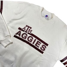 VTG Texas A&M Aggies 90s Russell Athletic Sweatshirt Mens L White USA Made