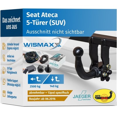 ANHÄNGERKUPPLUNG abnehmbar für Seat Ateca ab 16 +13polig E-Satz JAEGER