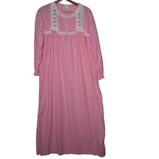 Vintage Nightgown Size 42 Long Sleeve Pink Acetate Lace Tulip Grannycore READ