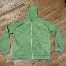 Green Fleece Full Zip Hoodie Women's XL Long Sleeve Solid Casual