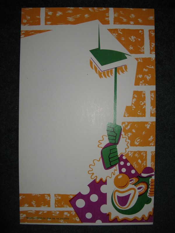 Vintage Carnival Fair Celebration 22"x13.5" Poster Original Cardboard Clown Rare