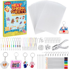 198 Pieces Shrink Plastic Kit Includes 20 Sheets Shrink Papers, Hole Punch, Keyc