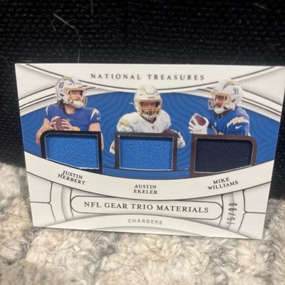 2021 National Treasures NFL Gear Trio Justin Herbert (RC), Ekeler, Williams 