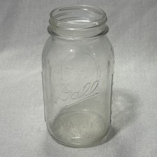 Vintage Large 62A Ball Mason Jar Sculptured Glass Fruit on 1 Side - #1 Quart