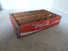 Vintage 1970s Coca Cola Wood 24 Bottle Crate Red Coke Wooden Carrier Collectible