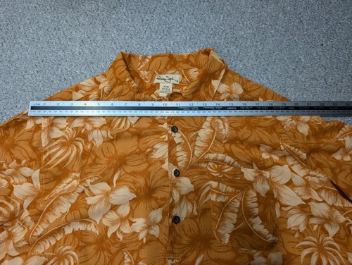 Panama Jack Men's Orange Floral Hawaiian Aloha Print Rayon Button Shirt XL - Picture 9 of 10