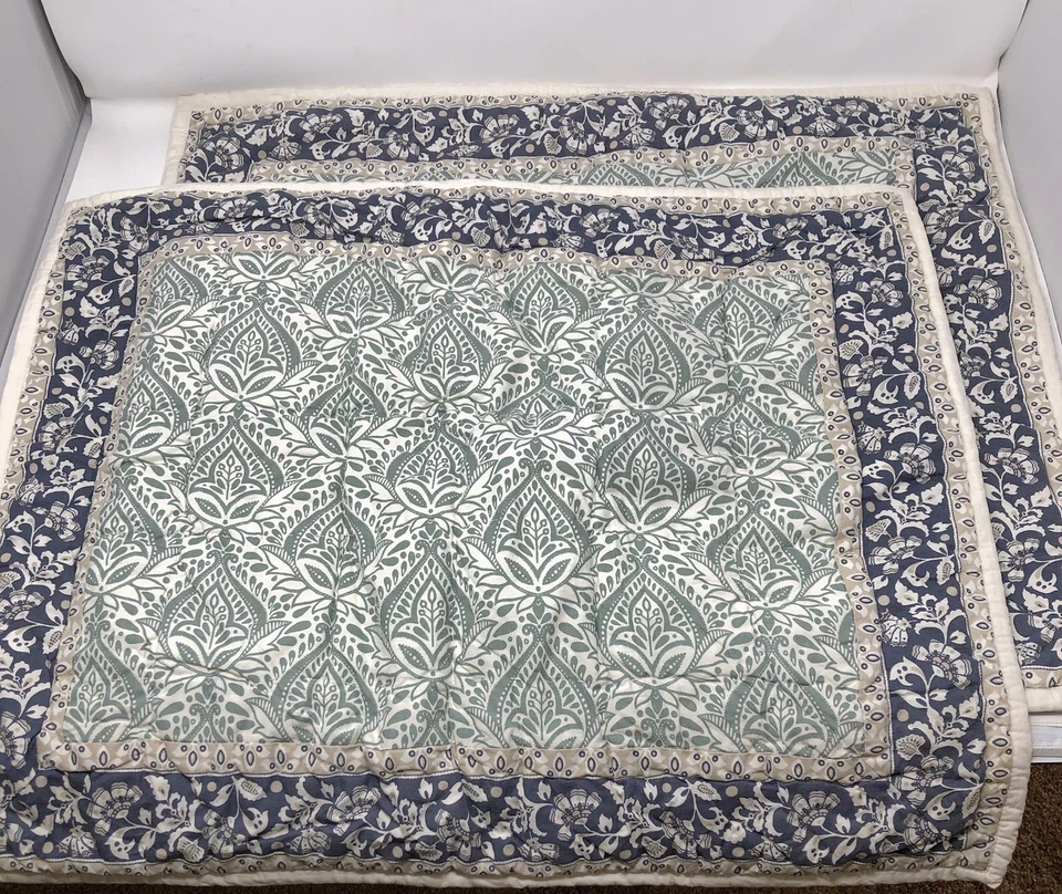 Juego de 2 fundas de almohada granate colina estándar Ada cachemira azul verde 100 % algodón boho Foto 3 de 4