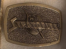 Vintage Metal Belt Buckle, Nice Brass, Stratoflex, Airplanes, Aircraft, Aero