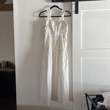 Gap X Doen White Eyelet Dress Buttons Down Front Size Medium Lace Midi