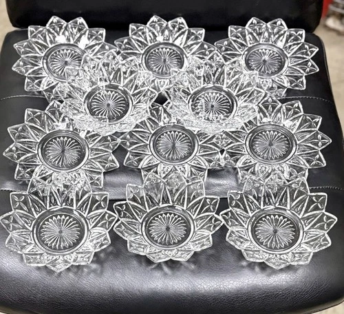 Vintage Federal Glass Petal Clear Bread and Butter Total 11 Plates-FREE SHIPPING