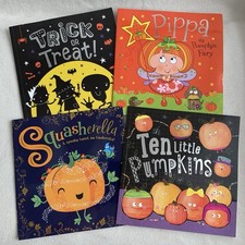 4 Halloween Story Books Squasherella 10 Little Pumpkins Pippa Trick or Treat NEW