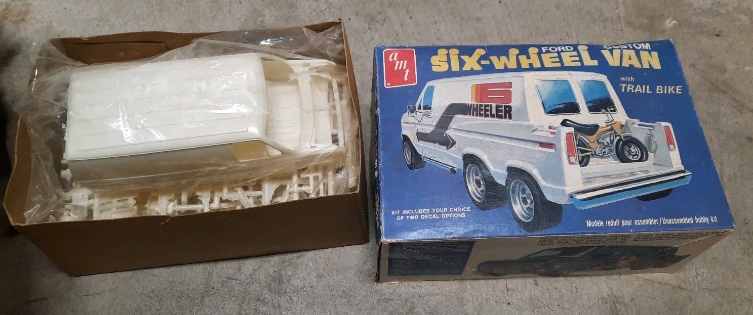 Vintage AMT Ford Six Wheel Van with Bike Complete Unassembled Rare NOS