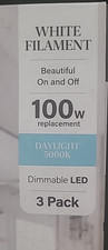 3Pk Feit Electric Dimmable LED Light Bulb Glass White Daylight G25 E26 100w 397