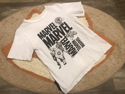 H&M Toddler Boys 5-6T White Marvel Superheroes Short Sleeve Graphic 