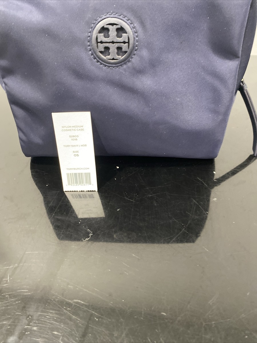 TORY BURCH Medium Nylon Cosmetic Case In Navy | eBay