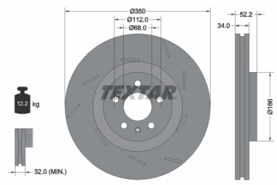 TEXTAR 2x Bremsscheiben vorne belüftet beschichtet für Porsche Macan 95B