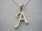 INITIAL LETTER A PENDANT WITH CHAIN IN STERLING SILVER ALL HIGH POLISHED