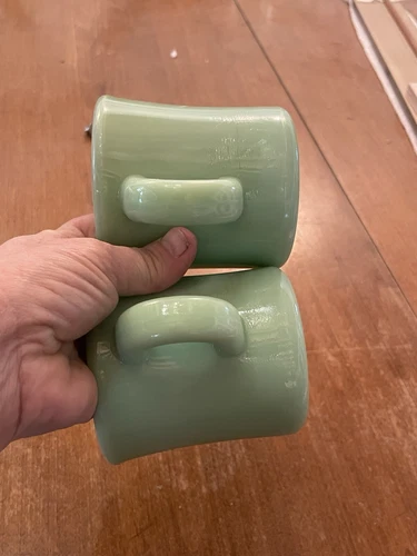 Fire King Jadeite - 2 Thick & Heavy Restaurant Mugs 