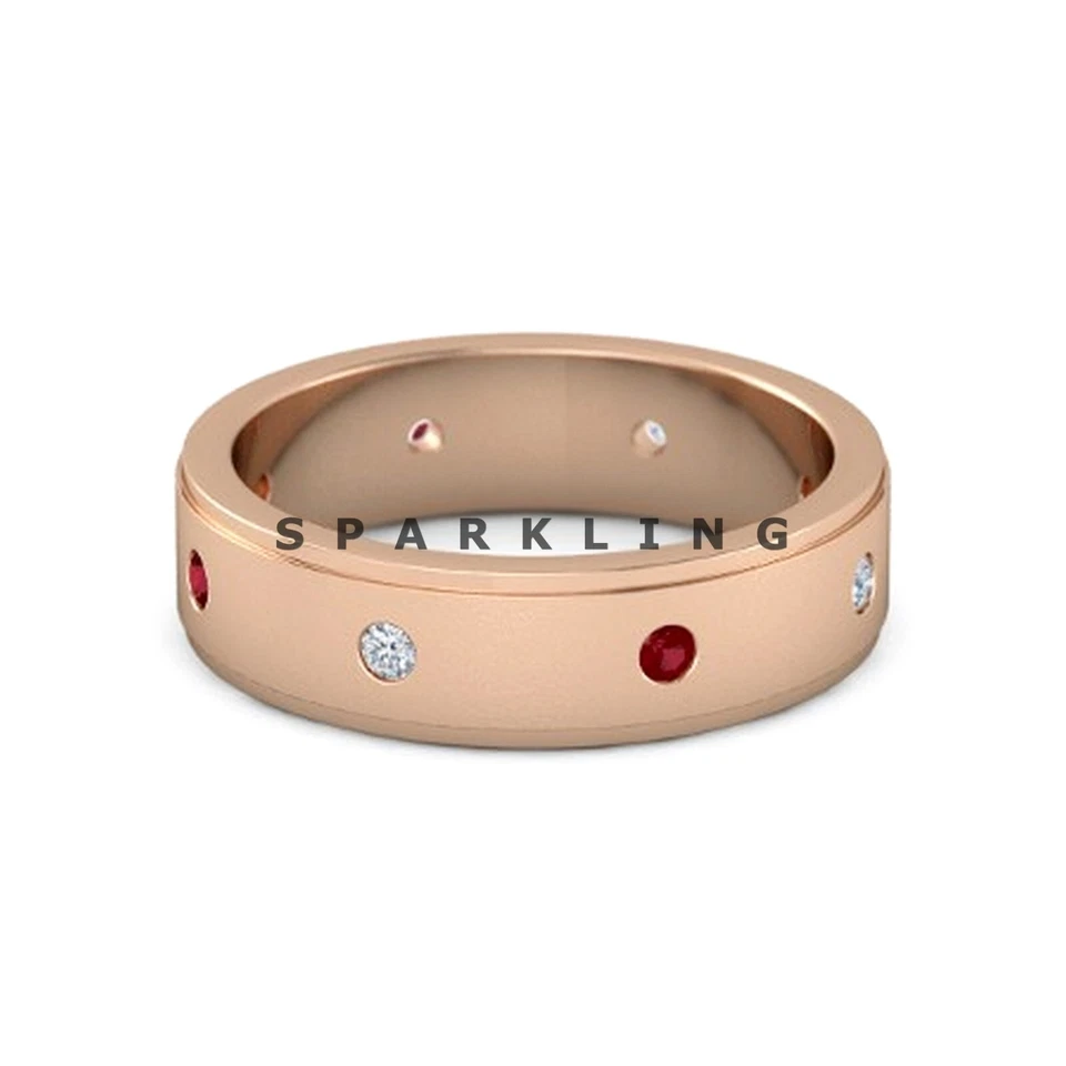 Ruby Round Cut With 925 Sterling Silver Gold Plated Ring For Men's #D742 - Image 2 of 4