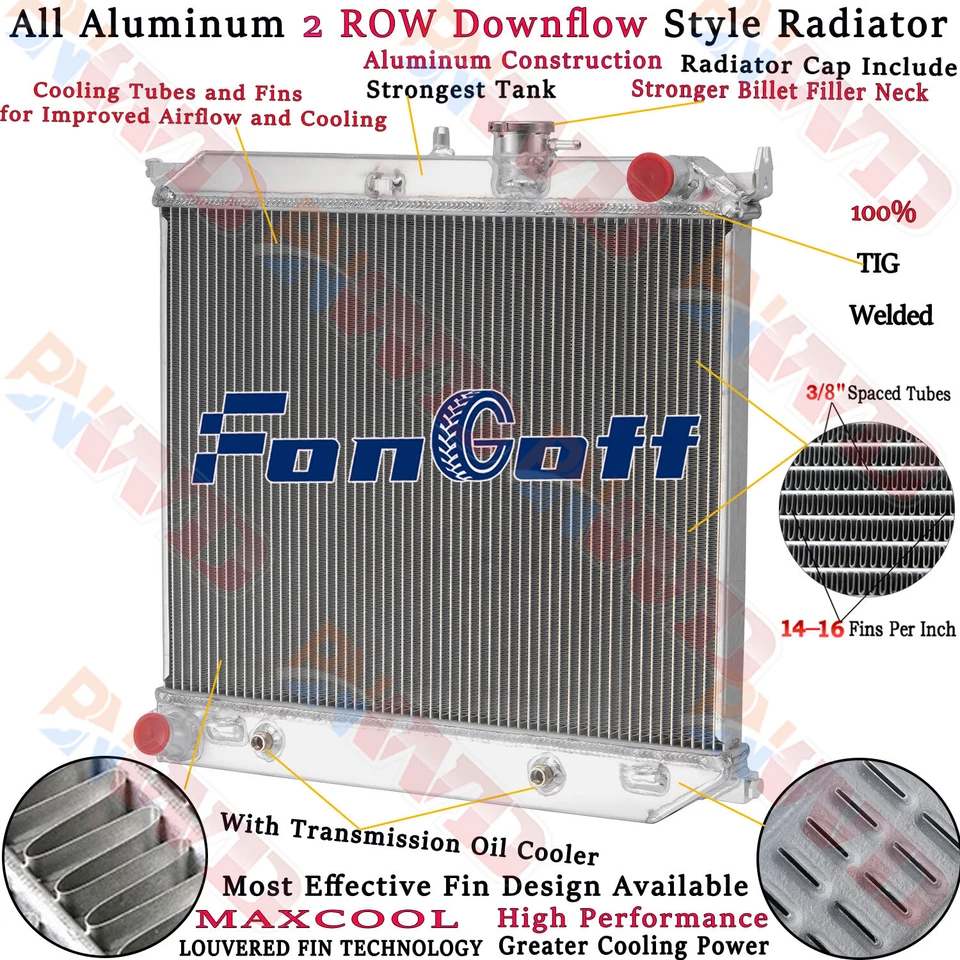 Aluminum 2 Row Radiator For 2004-2012 2009 Chevy Colorado/GMC Canyon 2.8L 3.7L Foto 2 de 4
