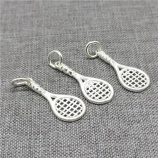 5pcs of 925 Sterling Silver Shiny Tennis Racket Charms for Bracelet Necklace