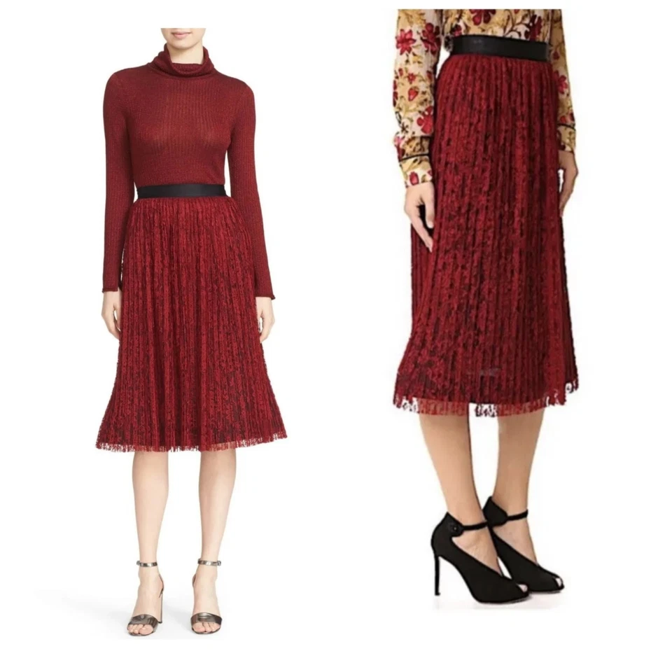 FALDA MIDI PLISADA DE ENCAJE Alice + Olivia MIKAELA 6 $395 Foto 3 de 4