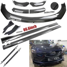 For Mazda 3 6 Fiber Front Bumper Lip Spoiler 86.6" Side Skirt Kit