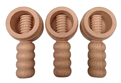 3er Set Holz Nussknacker aus Eichenholz Nussbaum Haselnuss Pilzfass