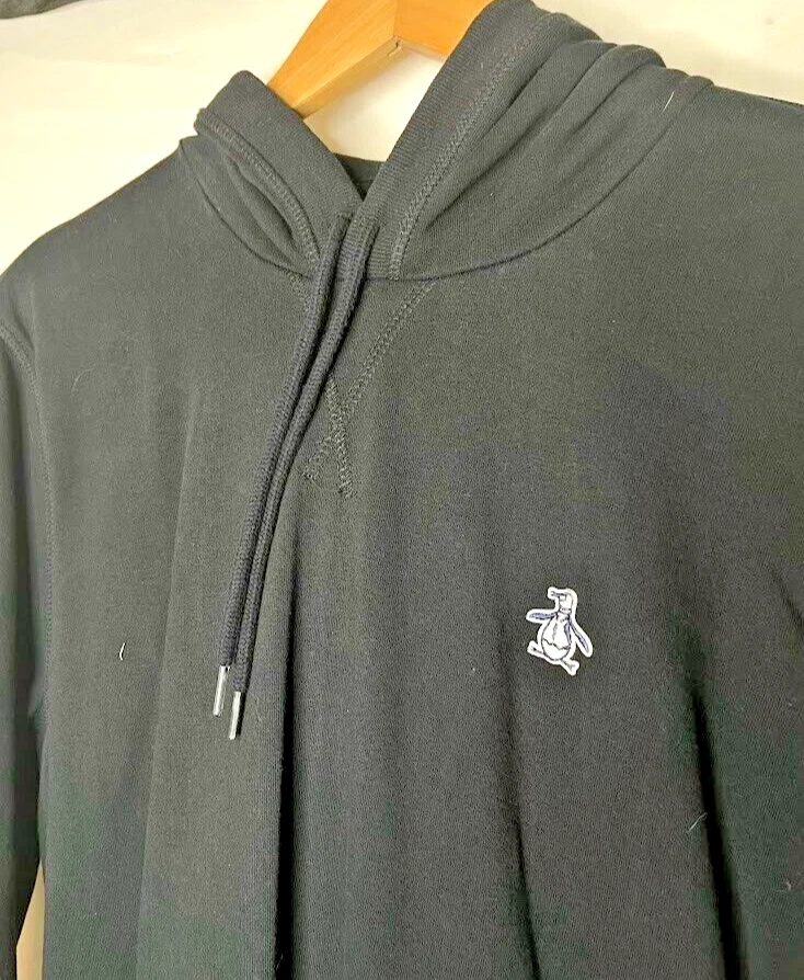 Оригинальная мужская флисовая толстовка с капюшоном Penguin черная размер средний логотип - Изображение 2 из 4