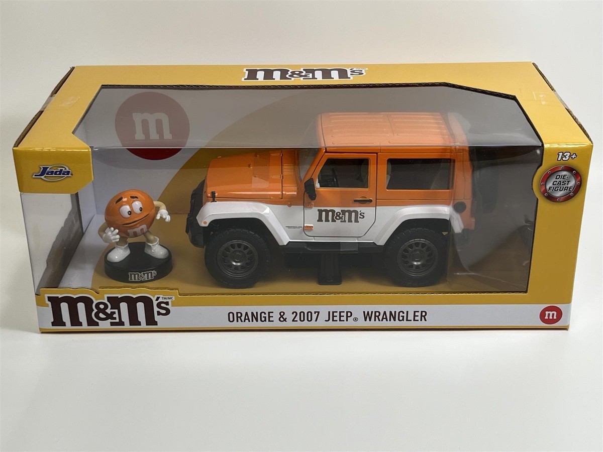 M&Ms Orange Figure and 2007 Jeep Wrangler 1:24 Scale Jada