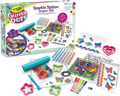 CRAYOLA Glitzer Punkte Sparkle Station Super Set Kreativ Basteln Kinder Mädchen Geschenk 6+