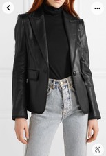 L'agence Paulie Grosgrain-trimmed Leather Blazer Sz 6 Nwt