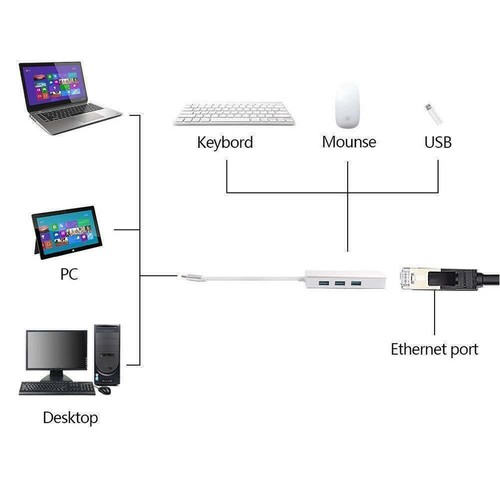 USB Type C to Ethernet RJ45 Network LAN Adapter Converter Y Hub For PC J7G3 - Picture 6 of 12