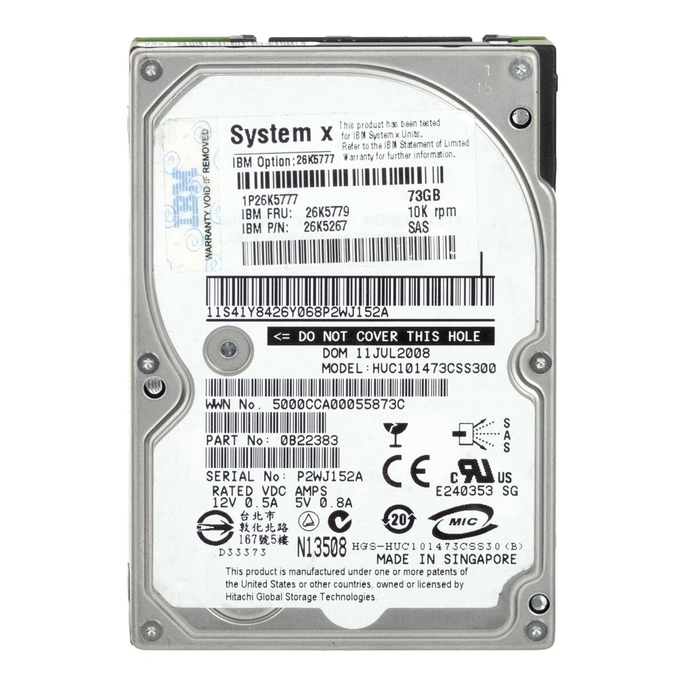 IBM Hard Drive 26K5779 26K5267 HUC101473CSS300 73GB 10K 8MB SAS 2.5'' - Image 3 of 3