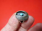 .800 SILVER TURQUOISE RING NAVAJO ZUNI  SW COWBOY WINGED NATIVE STYLE OLD  PAWN — photo 7