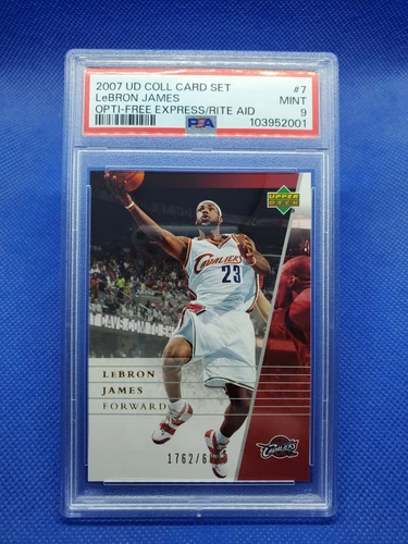 2007 UD Coll set LEBRON JAMES PSA 9 Opti-Free Express Rite Aid card #/6000