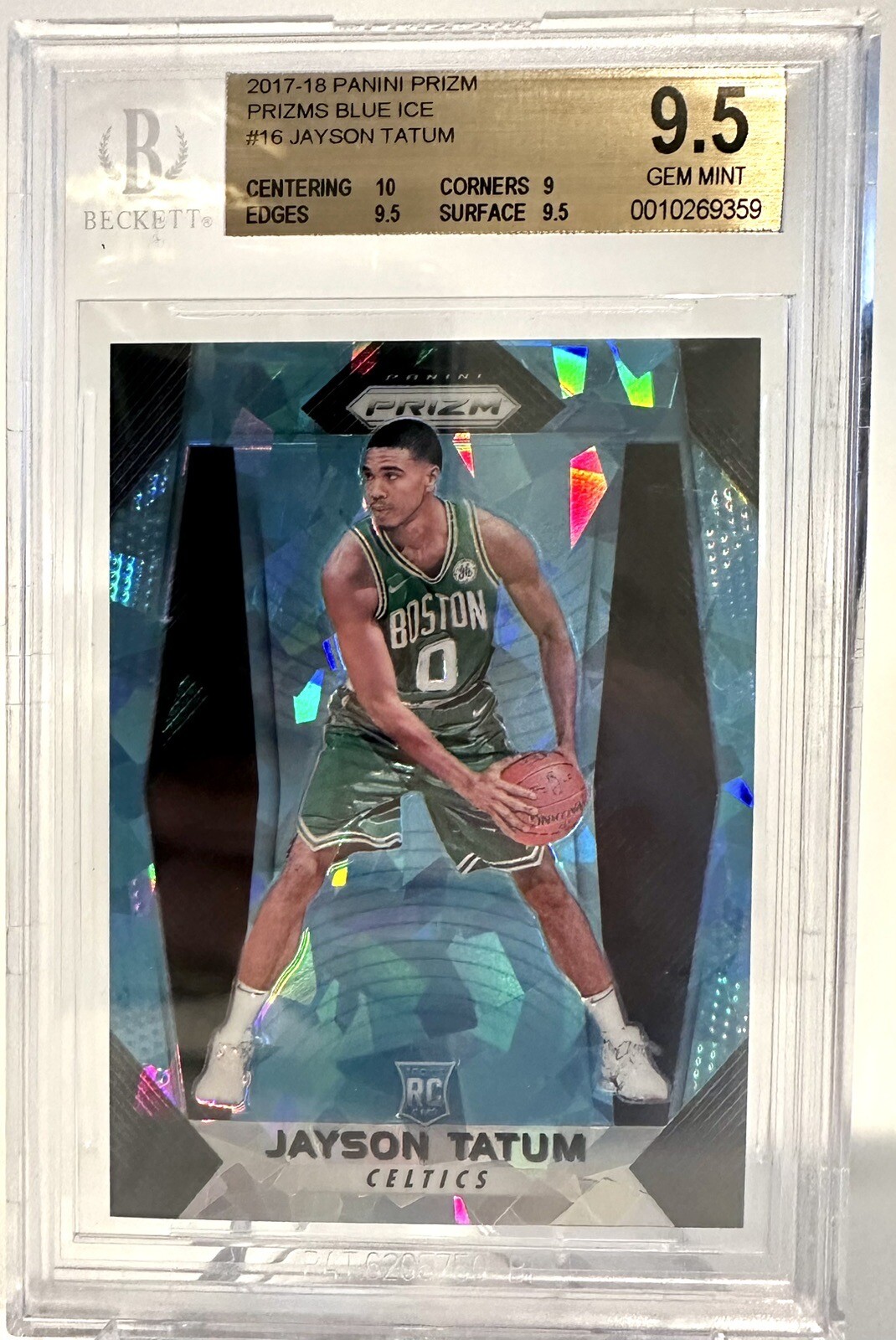 2017-18 Panini Blue Ice Prizm #16 Jayson Tatum Celtics RC Rookie /99 BGS 9.5