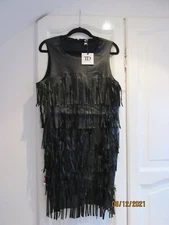 TRUE DECADENCE PU TASSLE TIER DRESS.  BLACK SIZE 12.  BNWT